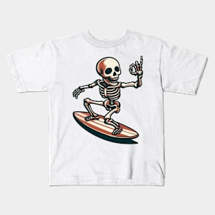 Surfing Skeleton 2 Kids T-Shirt